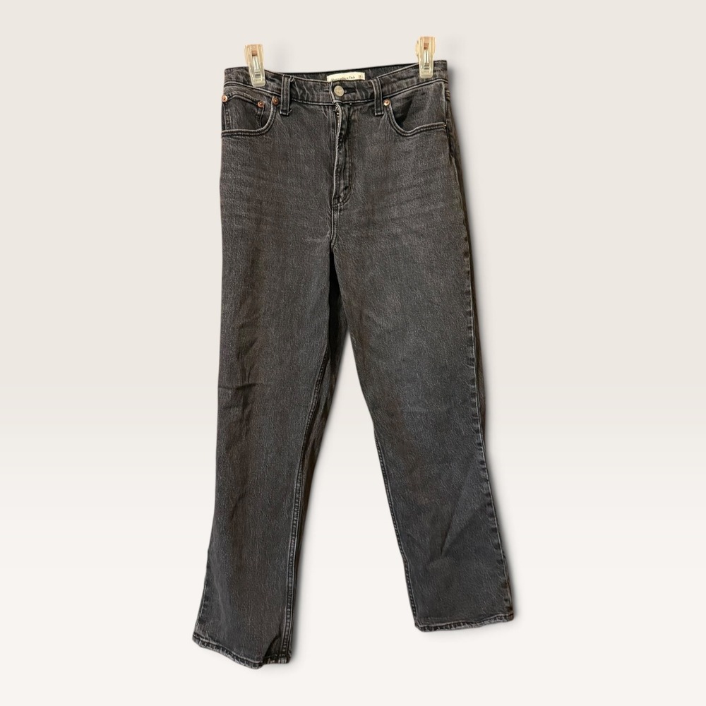 Abercrombie & Fitch 90s Straight Curve Love Jeans 28 6XS Washed Black High Rise